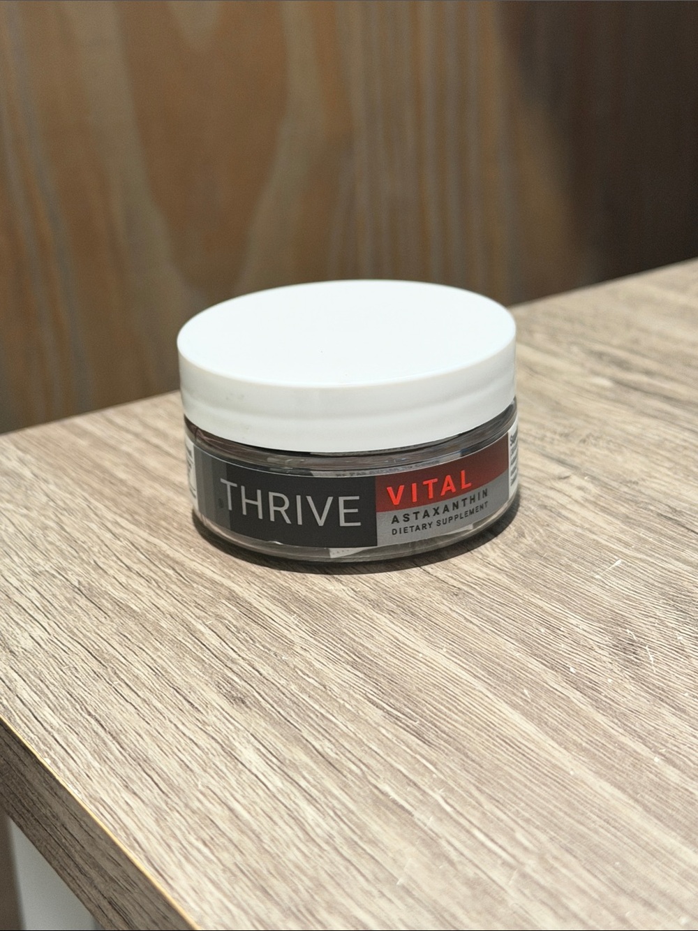 Thrive Vital Astaxanthin Jar - White Lid, Black & Red Label